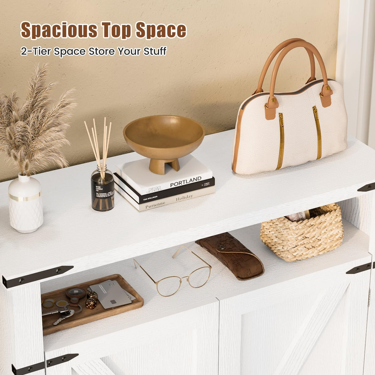 ALLSTAND 6-Tier Shoe Cabinet with Doors, Entryway Shoe Rack Shoe Storage Cabinet with Adjustable Shelves & Anti-tip Fitting, Farmhouse Shoe Cabinet Storage for Entryway, Living Room, Closet ALLSTAND