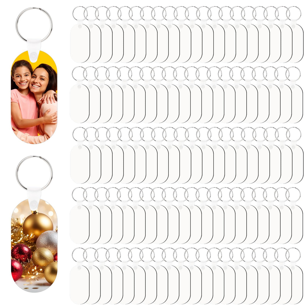 Guiqulai 300 Pcs Sublimation Keychain Blanks Bulk Double Side Heat Transfer Sublimation MDF Blank Set with Keychain Rings & Jump Rings,Heat Transfer Keychain Blank Board for DIY Crafts(Oval) Guiqulai