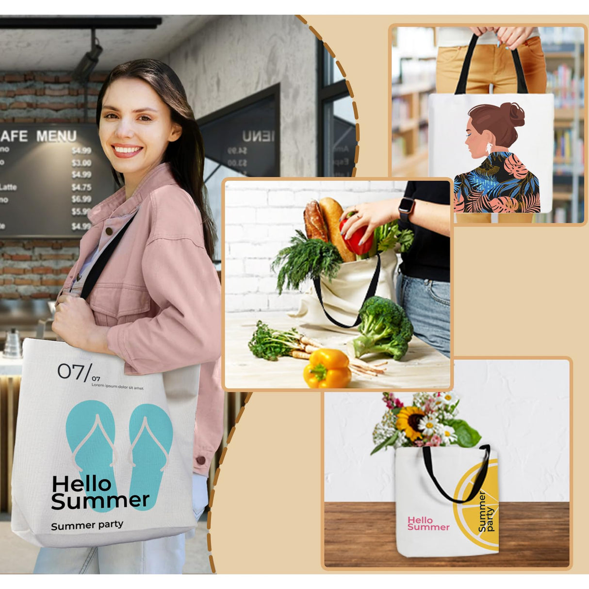 Towsnails 24 Pcs Sublimation Tote Bags Blanks Canvas Polyester Tote Bag for Sublimation Printing - DIY Crafting, Gift, Decorating, and Personalizing Grocery Bags, White Towsnails