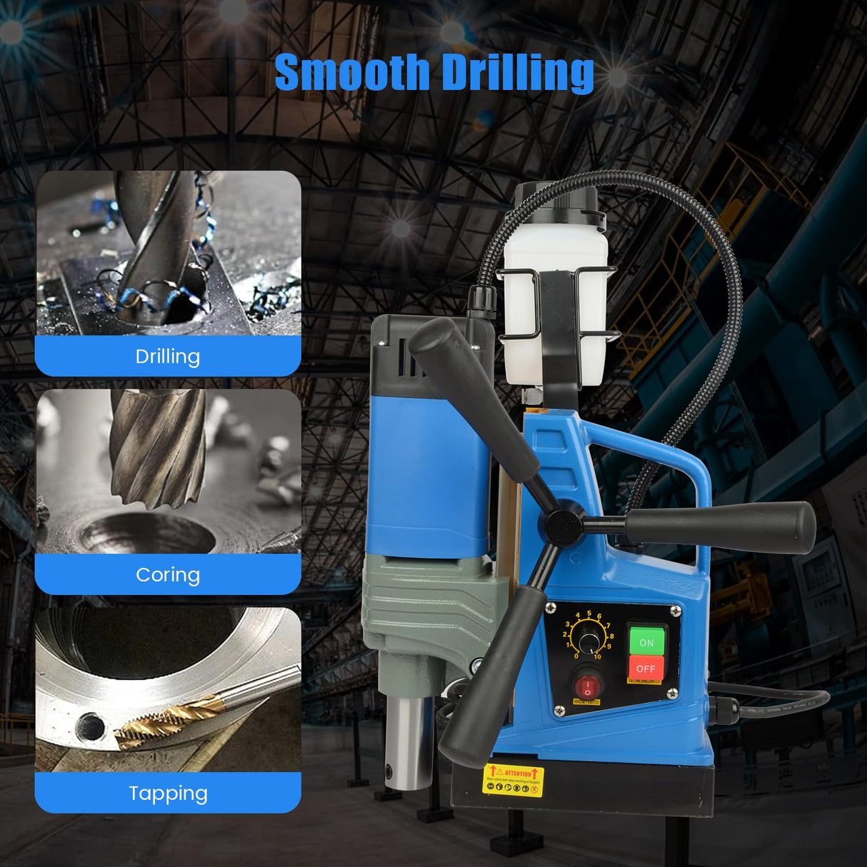 Magnetic Drill Press, 1300W, 700 PRM Portable Mag Drill Press with Twist Drill Chuck, 4Pcs Drill Bits, 1.6" Boring Diameter, 2922lbf Power, for Metal Working Industrial Home Improvement CuisinSmart