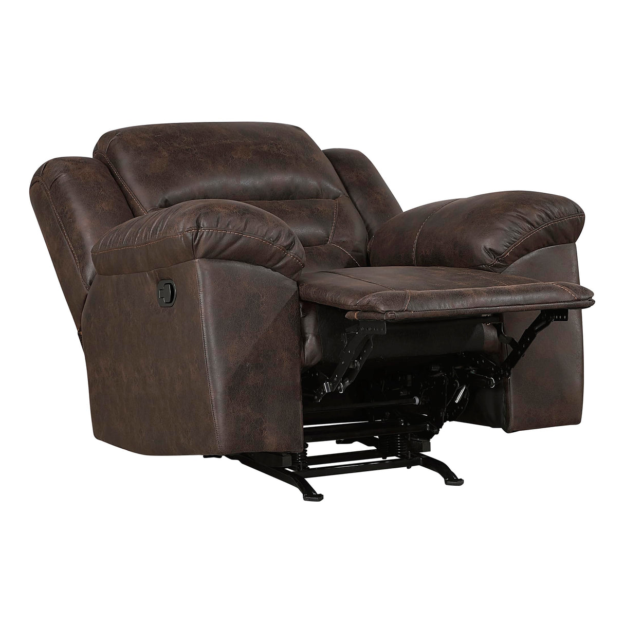 Lexicon Rocker Recliner Chair for Living Room, Wall Hugger Manual Recliner Chairs, Textured Microfiber Upholstered Rocking Reclining Chair, Home Theater Seating, Required Assembly, Dark Brown Lexicon