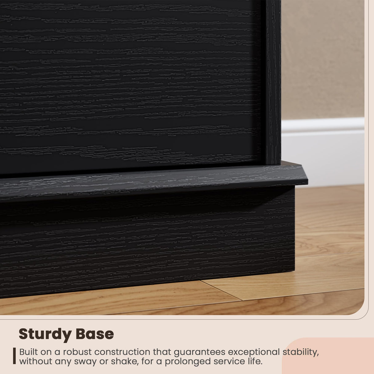 GarveeHome 5 Drawer Dressers for Bedroom, Chest of Drawers with Deep Drawers, Large Double Dresser for Closet with Wide Top, Tall Wooden Dresser for Living Room, Hallway, Kids Room, Black GarveeHome