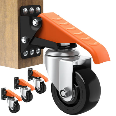 Ronlap Workbench Casters Wheels Kit 920 Lbs Capacity, Retractable Casters Set of 4 Heavy Duty Side Mount Casters 3" Lifting Casters Work Table Tool Bench Stepdown Castors Wheels 4 Pack