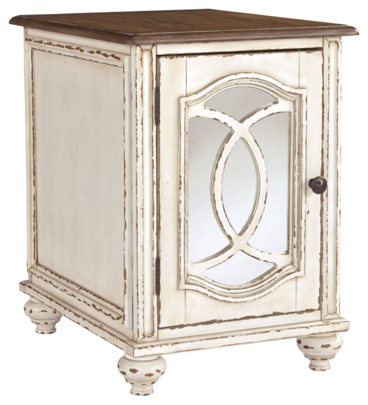 Signature Design by Ashley - Realyn Chairside End Table, White/Brown Wood Signature Design by Ashley