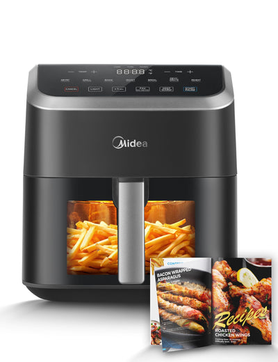 Midea Air Fryer 5.5 Quart with See-Thru Window, Heatexpress Rapid Air Technology, and 9 Preset Menus for Quick and Easy Meals