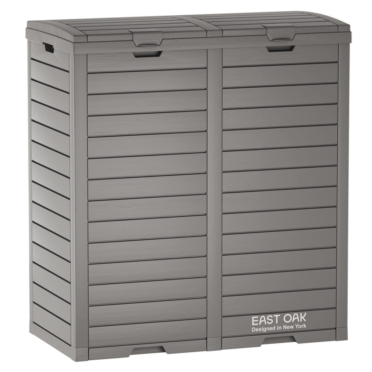EAST OAK 76 Gallon Outdoor Trash Can | Waterproof Resin Garbage Can with Tiered Lid & Drip Tray | Outside Trash Bin for Patio | Kitchen, Backyard & Deck | Gray Color EAST OAK