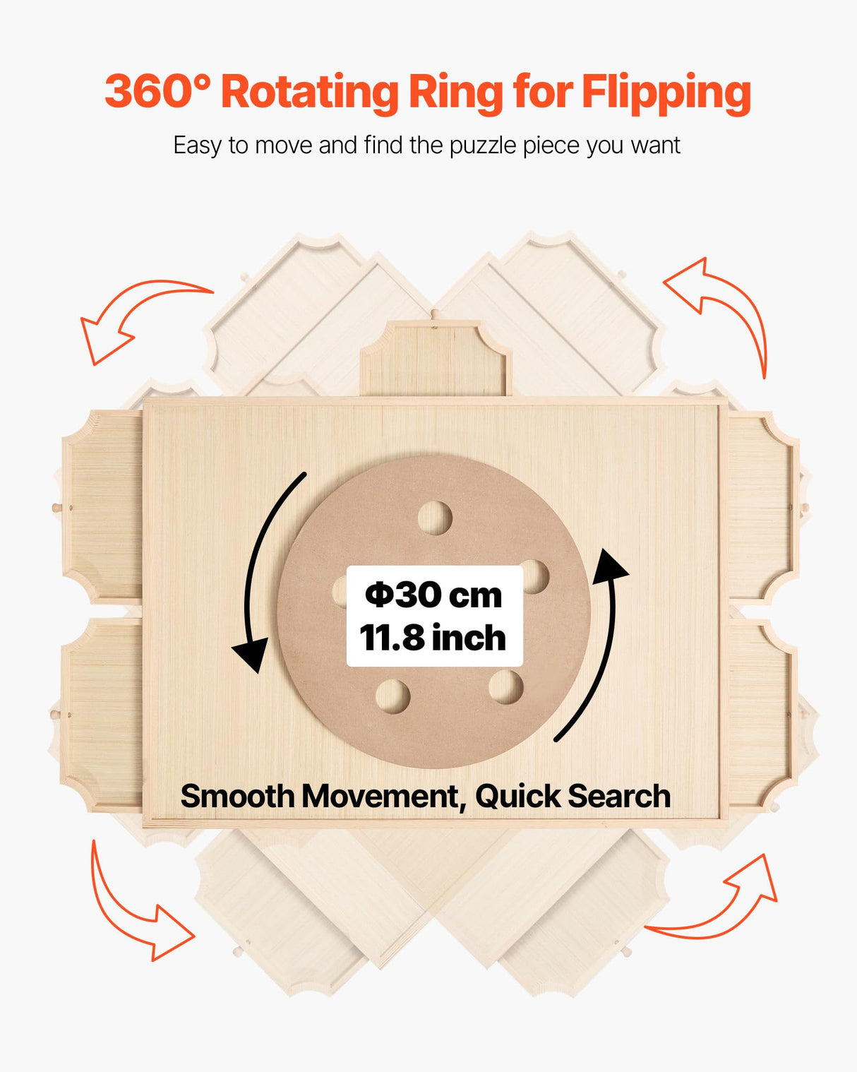 VEVOR 1000 Piece Rotating Puzzle Board with 5 Drawers and Cover, 29x21 in Portable Wooden Table, Jigsaw Puzzle Accessories for Adults, Puzzles Organizer Storage System, Birthday Gift for Mom VEVOR