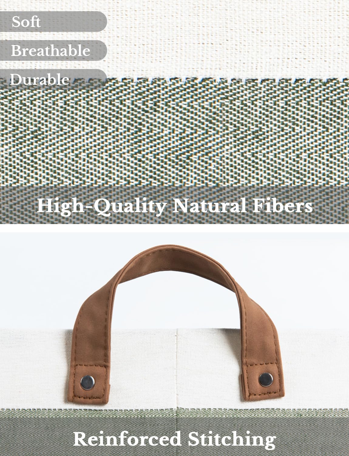 StorageWorks Storage Bins, Shelves Baskets for Organizing, 45L Extra Large Fabric Closet Organizers with Handles, Metal Frame, Green and White, 2-Pack StorageWorks