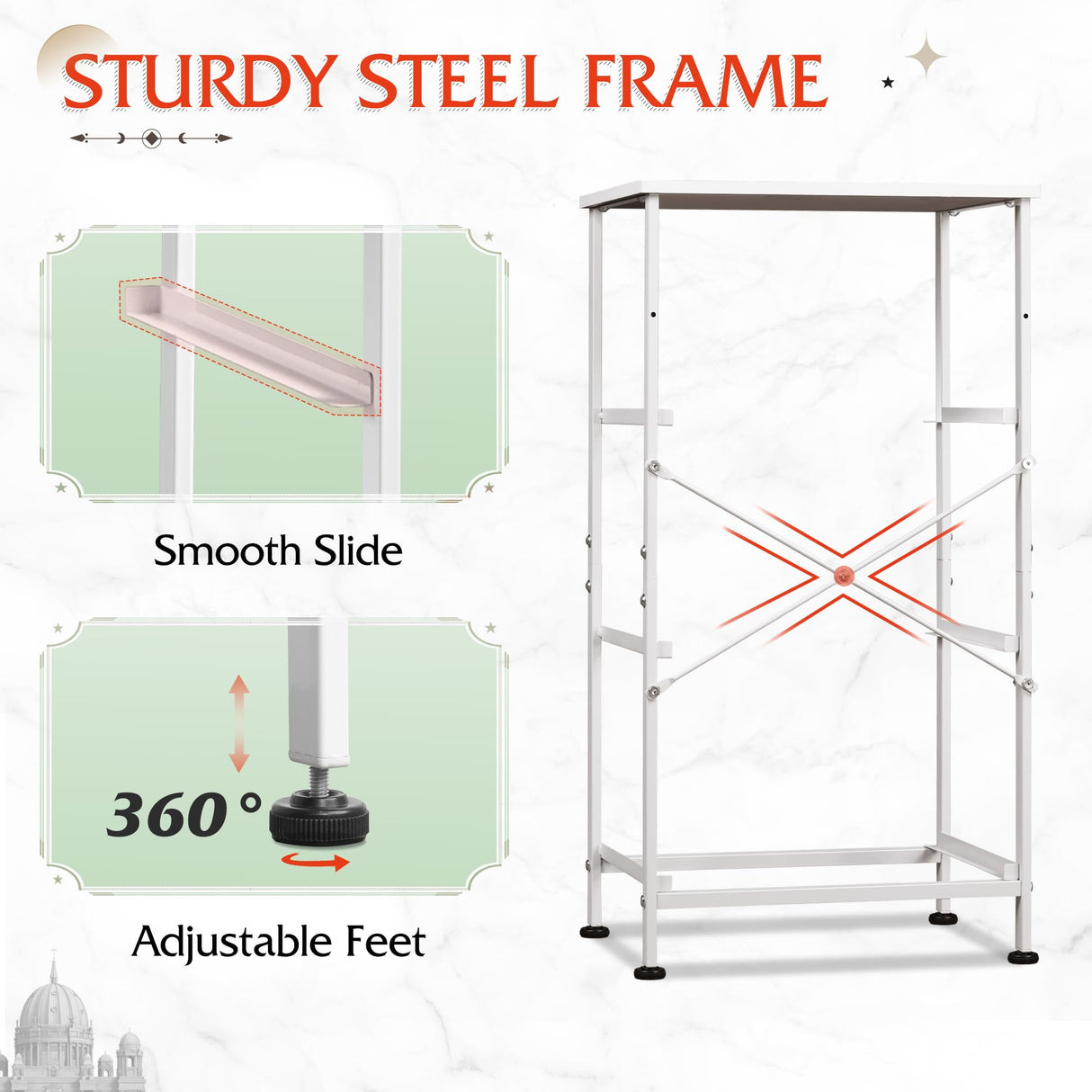 WLIVE Nightstand with 3 Drawers, Fabric Dresser, Organizer Unit, Storage Dresser for Bedroom, Hallway, Entryway, Closets, Sturdy Steel Frame, Wood Top, Easy Pull Handle, White WLIVE