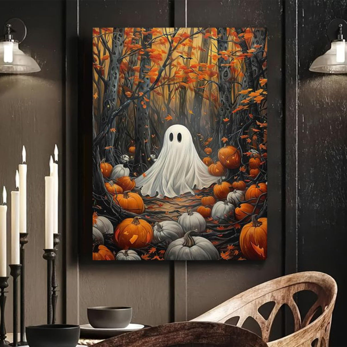 Arttoplus Halloween Paint by Numbers Kit for Adults Beginner-Ghost Adult Paint by Number Kits on Canvas, Ghost DIY Acrylic Oil Painting by Numbers for Adults for Gift Home Wall Decor(16x20inch) Arttoplus