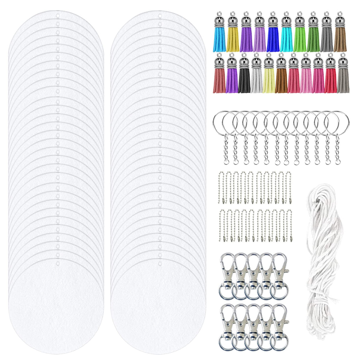 Allazone 120 PCS Sublimation Air Freshener Sheet Set 60 PCS Round Car Scented Hanging Sheets Felt Air Freshener with Rope, Tassel, Wave Bead Chain for Car Home Use and Decor Allazone