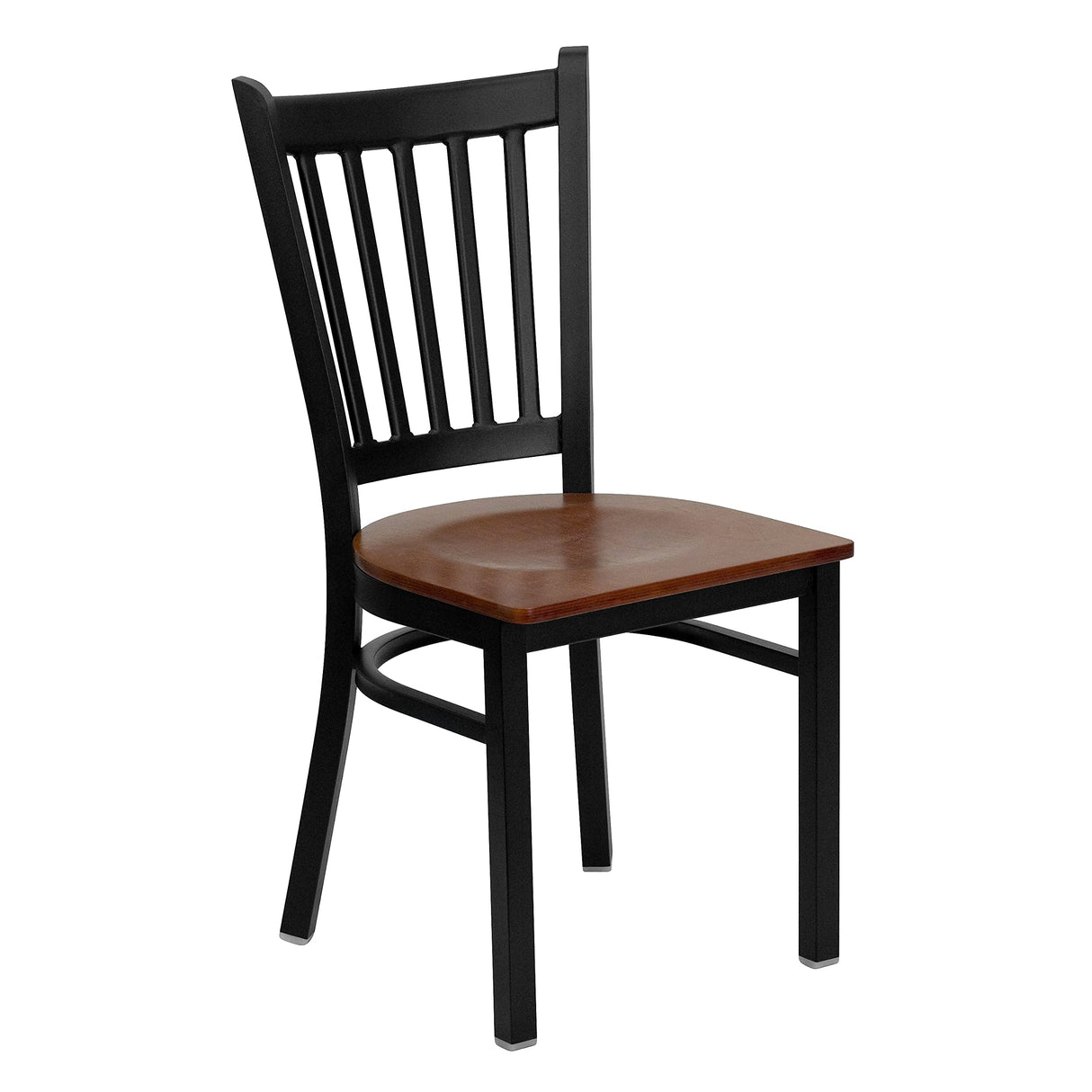 Flash Furniture HERCULES Series Black Vertical Back Metal Restaurant Chair - Cherry Wood Seat Flash Furniture