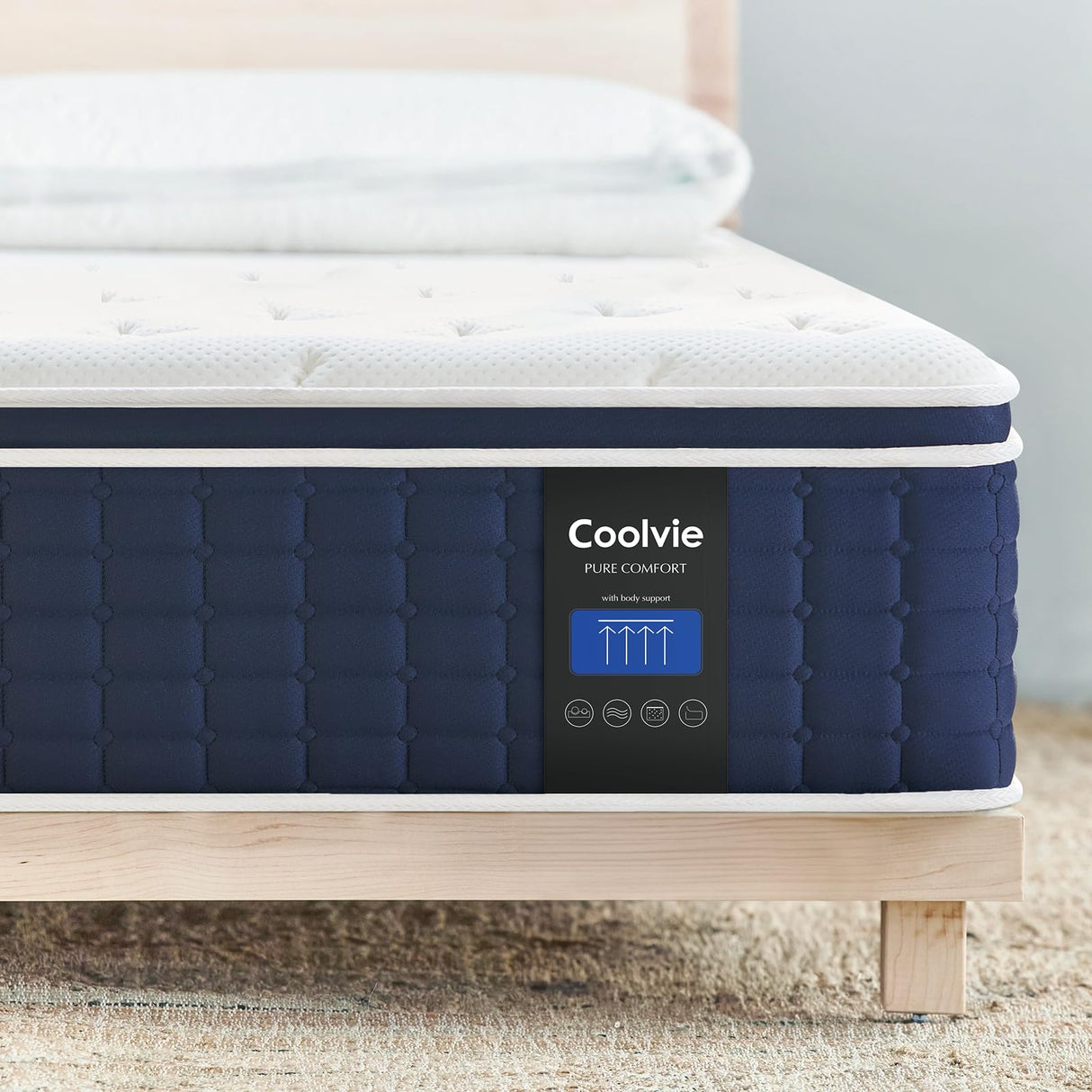 Coolvie 14 Inch King Mattress, Medium Plush Gel Memory Foam Mattress Hybrid, Double Cooling King Size in a Box Euro Top with CertiPUR-US Certified Foam, Supportive Pocket Coil for Motion Isolation Coolvie