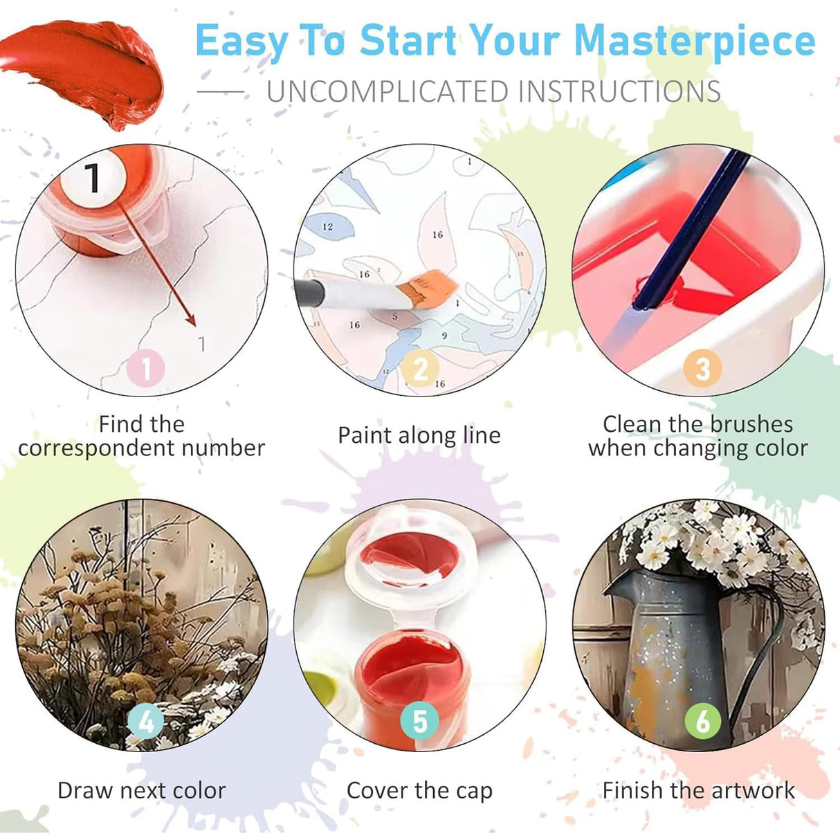 WUDWL Paint by Numbers for Adults and Kids, Painting by Number Kits On Canvas, Number Artist Paint by Number Kit Funny Flower Without Frame DIY Oil Painting Acrylic Paints, Home Wall Decor, 12x16in WUDWL