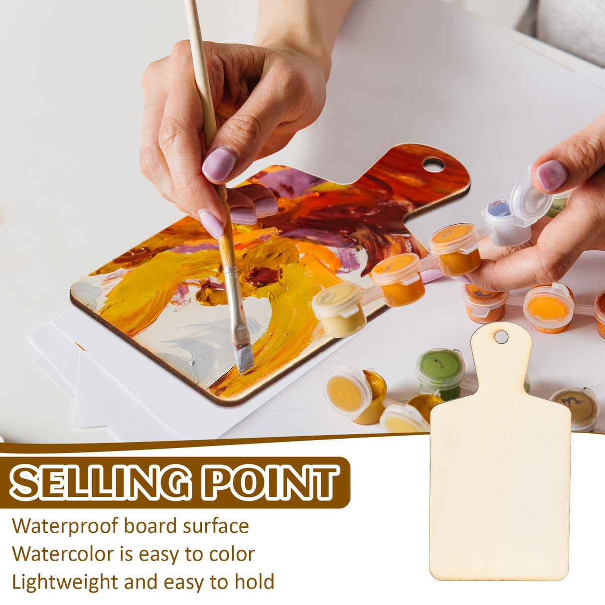 Suzile 36 Pcs Mini Wooden Cutting Board with Handle, Unfinished Small Wooden Chopping Board Paddle Board Craft for DIY Painting Kitchen Cooking Decoration, 5.1x2.8 Inch Suzile