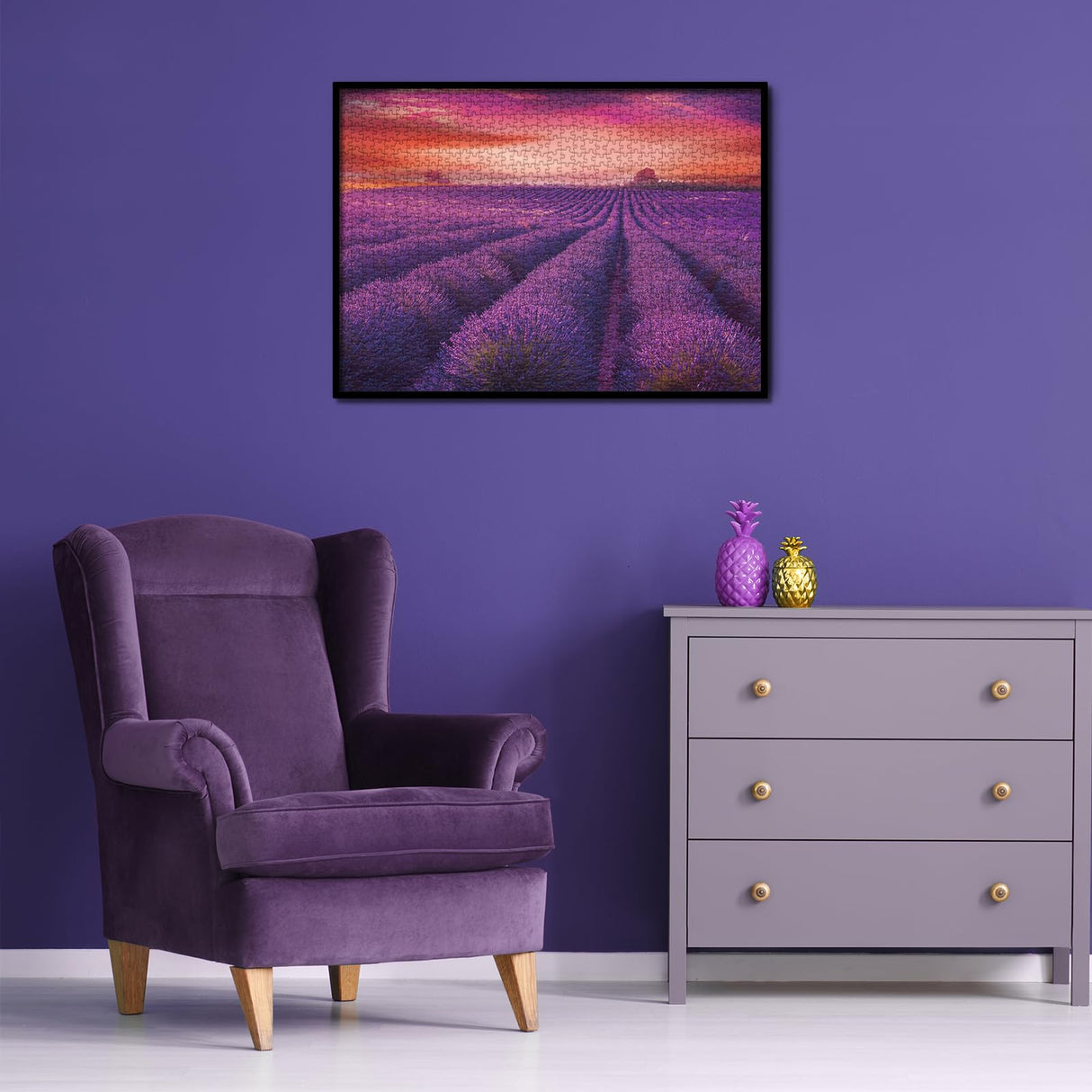 Purple Lavender Field Jigsaw Puzzle 1000 Piece, Sunset Landscape Scenery Nature Puzzles for Adults, Challenging Difficult Hard Impossible Puzzles BBOLDIN