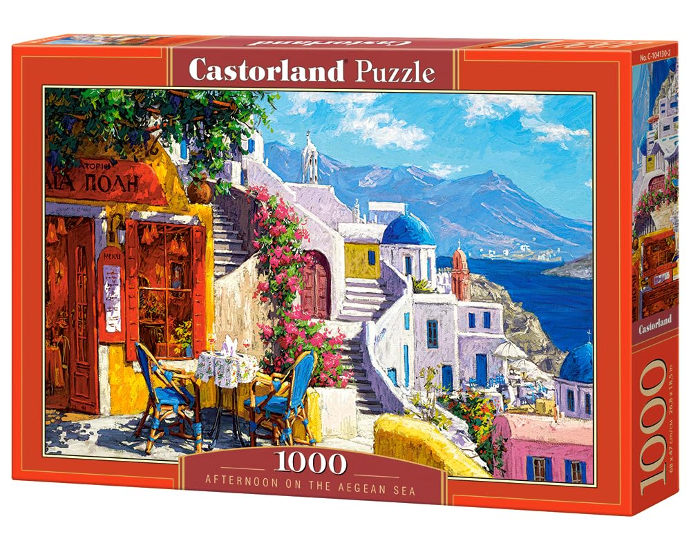 CASTORLAND 1000 Piece Jigsaw Puzzles, Afternoon on The Aegean Sea, Santorini, Greece, Summer Holiday, Adult Puzzle, Castorland C-104130-2 Castorland