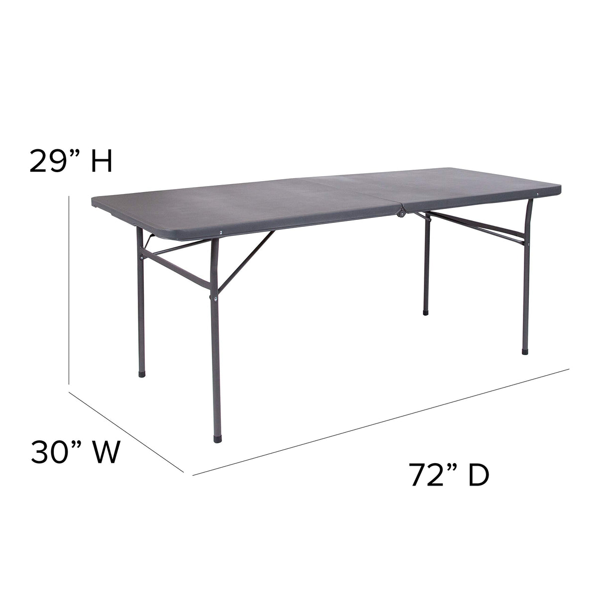 Flash Furniture 6' Rectangular Plastic Folding Event Table with Carrying Handle, Bi-Fold Portable Banquet Table for Indoor/Outdoor Events, Dark Gray Flash Furniture