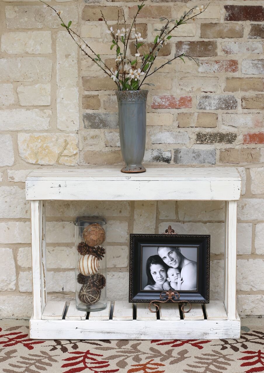 Doug and Cristy Designs White 36" Slatted Bottom Console Doug and Cristy Designs