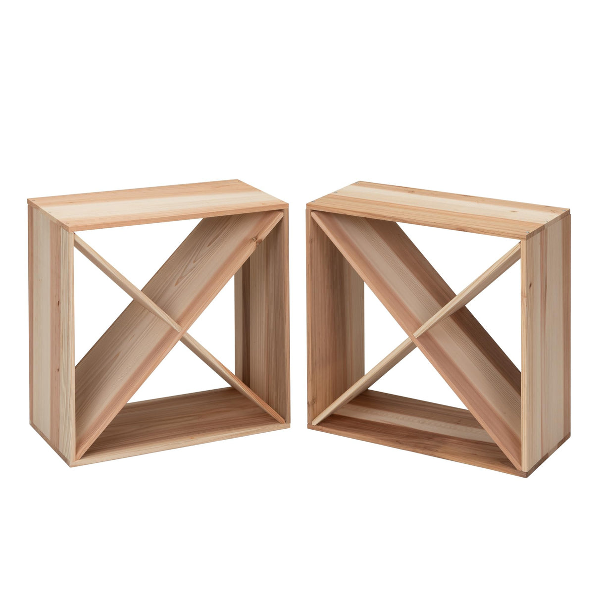 Sardoxx Set of 2 24 Bottle Wine Rack Solid Wood Holder Cube Bar Storage Cellar Stackable Kitchen Decor Tabletop Champagne Rack Sardoxx