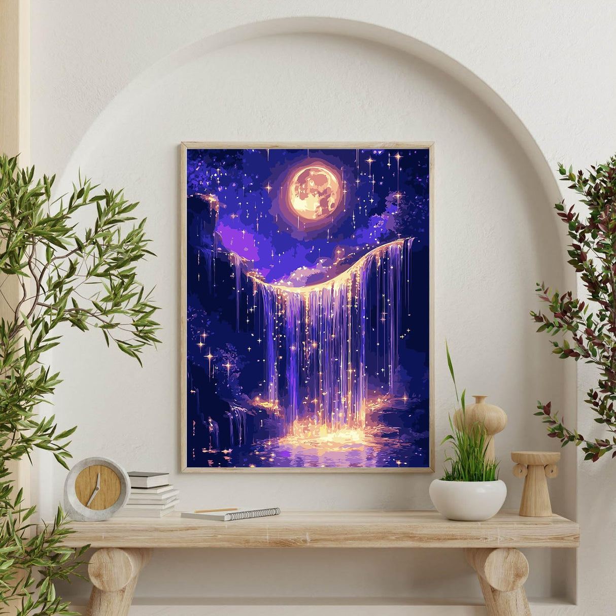 ARPADAMO Adults Beginners Paint by Number Kits,Moonlight Waterfall Painting by Number Kits On Canvas,Without Frame DIY Oil Painting Acrylic Paints, Home Wall Decor Gift 15.6×19.5in ARPADAMO