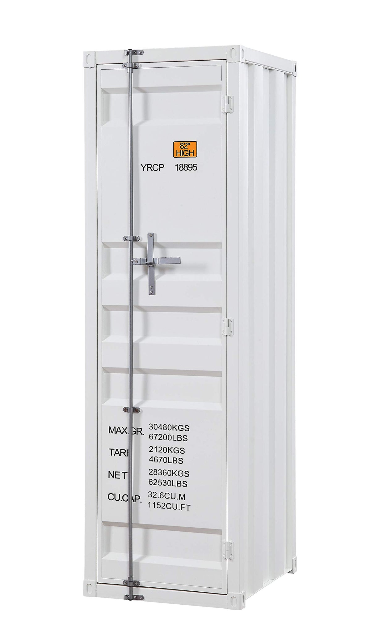 Acme Cargo Wardrobe Metal Armoire with 1 Door in White Acme