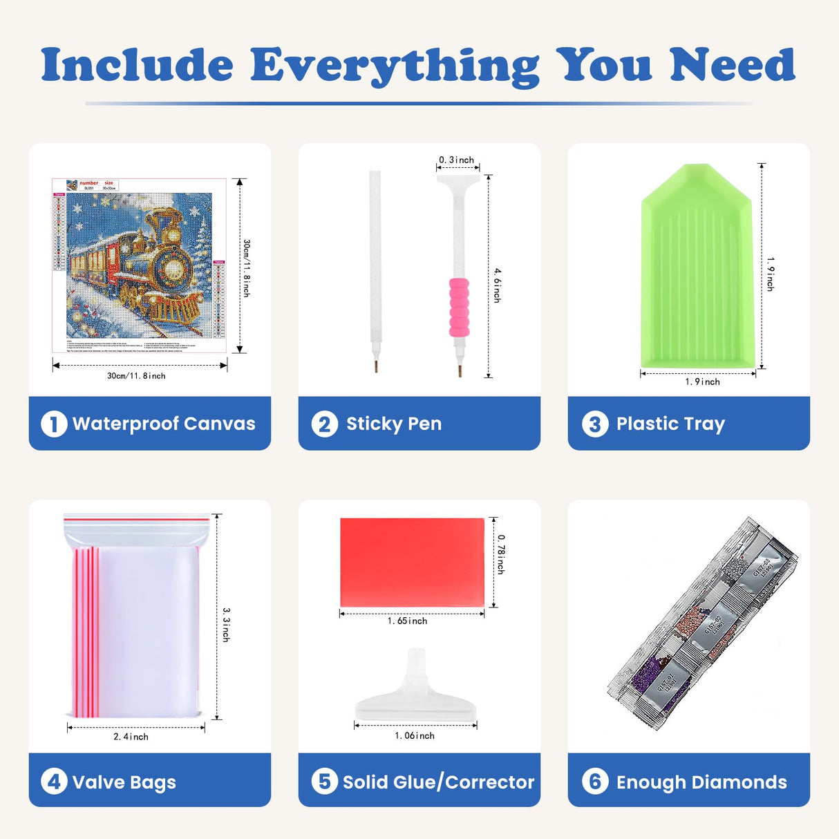 SENQAO Train Diamond Art Kits for Adult, Christmas Diamond Painting Kits for Beginners, DIY Full Drill Winter Holdiay Rhinestone Diamond Dots Gem Painting Art Craft Home Decor 12 x12 Inch SENQAO