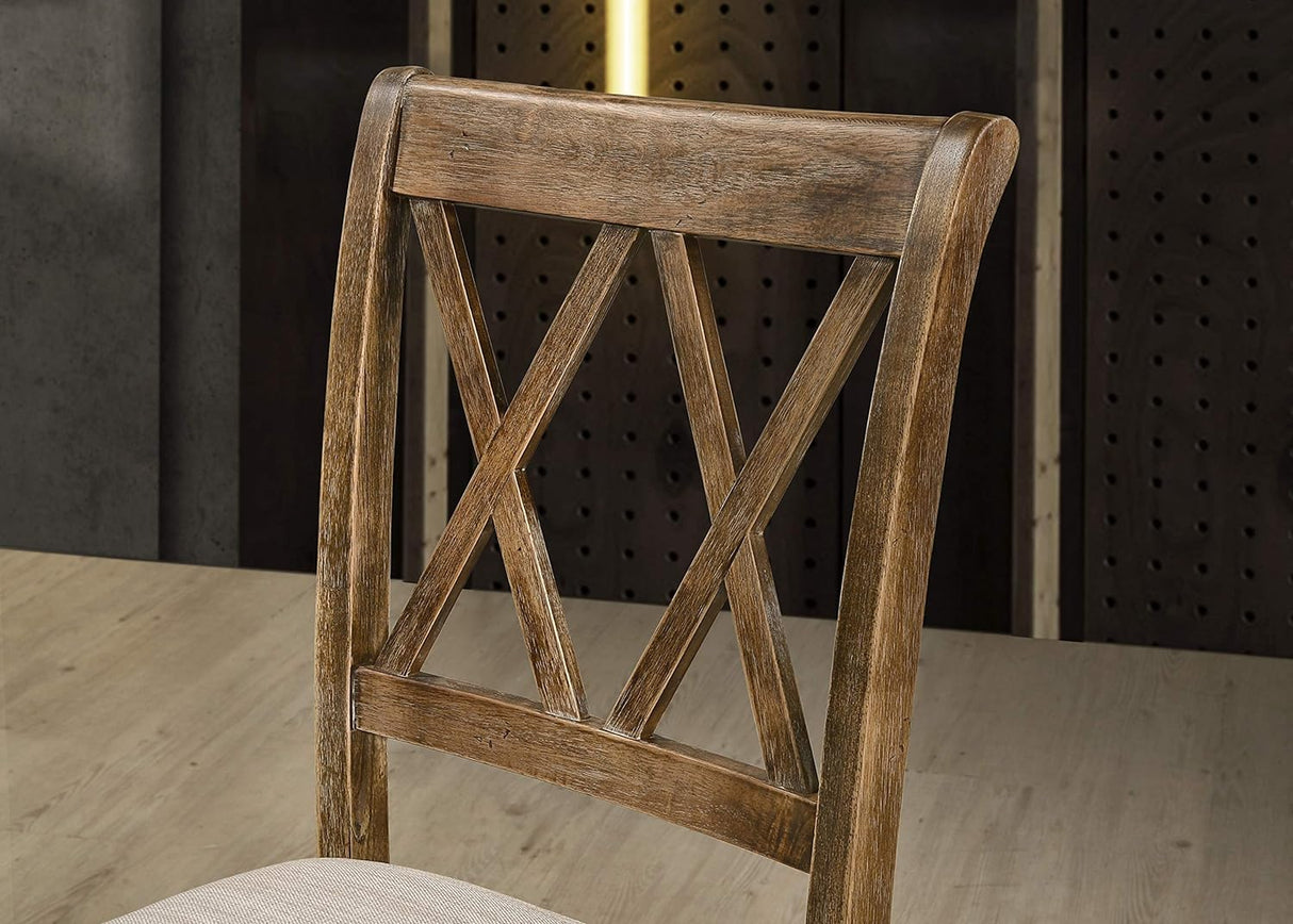 JURMALYN 48" Round Dining Table Set for 4, 5-Piece Wooden Kitchen Table Farmhouse Rustic Circle Dining Table Set of 5 with Upholstered Dining Chairs for Living Room Furniture (Natural, 31.5" H) JURMALYN