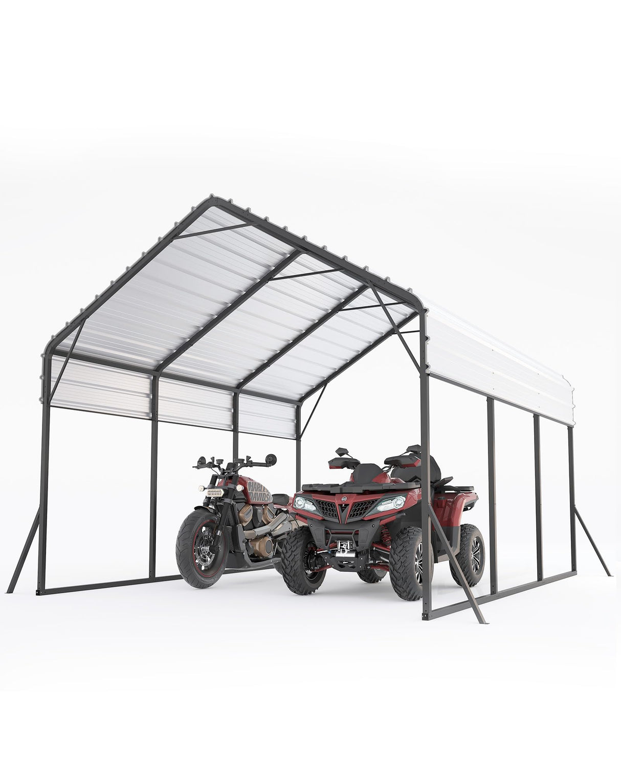 13 x 16 FT Metal Carport, Heavy Duty Carports Reinforced Frame and Steel Roof, All-Weather Shelter Canopy for Pickups, Boats, Cars, and Tractors KYBOLT