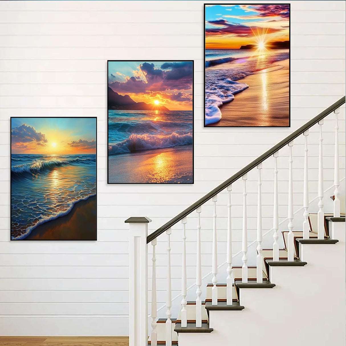 6 Pack Diamond Painting Kits for Adults Beginner, 5D Beach Diamond Art Sets, DIY Full Round Drill Sunrise Paint with Diamonds Gem Art Multi-Pack, Easy Adults Dot Gem Art for Wall Decor 12 x 16 Inch DIYDECORFUN