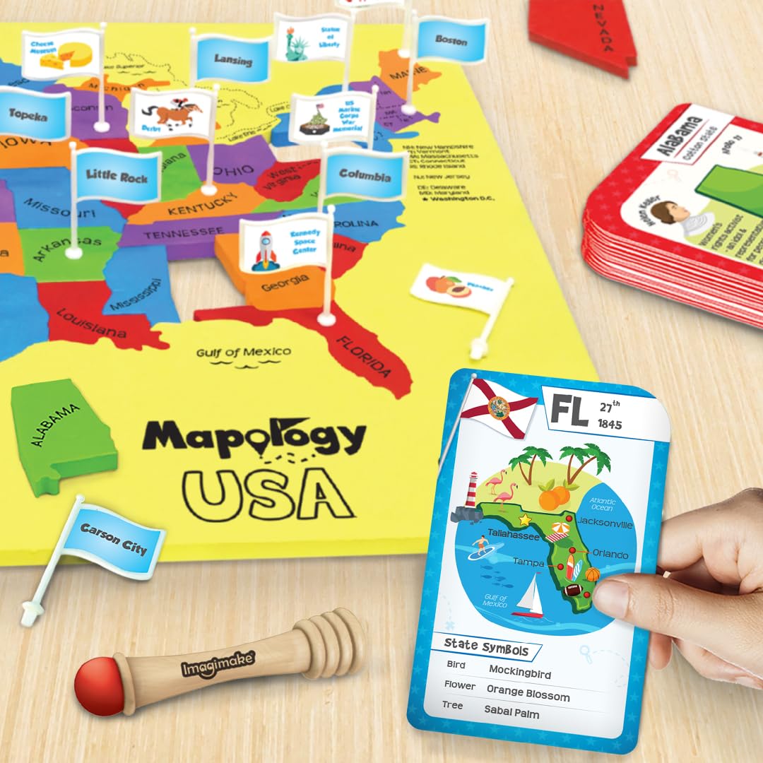 Imagimake Mapology United States Flash Card Puzzle with Flags, Country- Capitals | Educational Toys for Kids Ages 5-8 | Learn Geography Puzzles for kids Ages 8-10 | Christmas Gift for Boys & Girls Imagimake