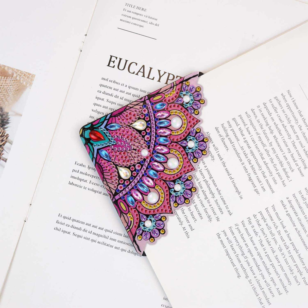 4 Pcs Diamond Art Bookmarks Kits Leather Corner DIY Diamond Art Bookmark for Book Lovers Reading Lovers Adults Women Triangle Making Diamond Bookmark Mandala Flower Crafts Supplies Birthday Gifts TKYPZY