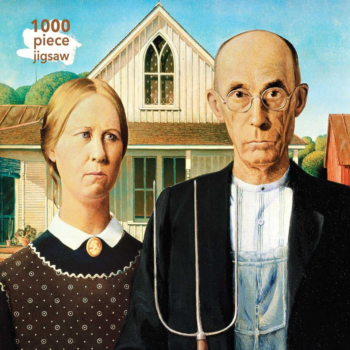 Adult Jigsaw Puzzle Grant Wood: American Gothic: 1000-Piece Jigsaw Puzzles Flame Tree Gift