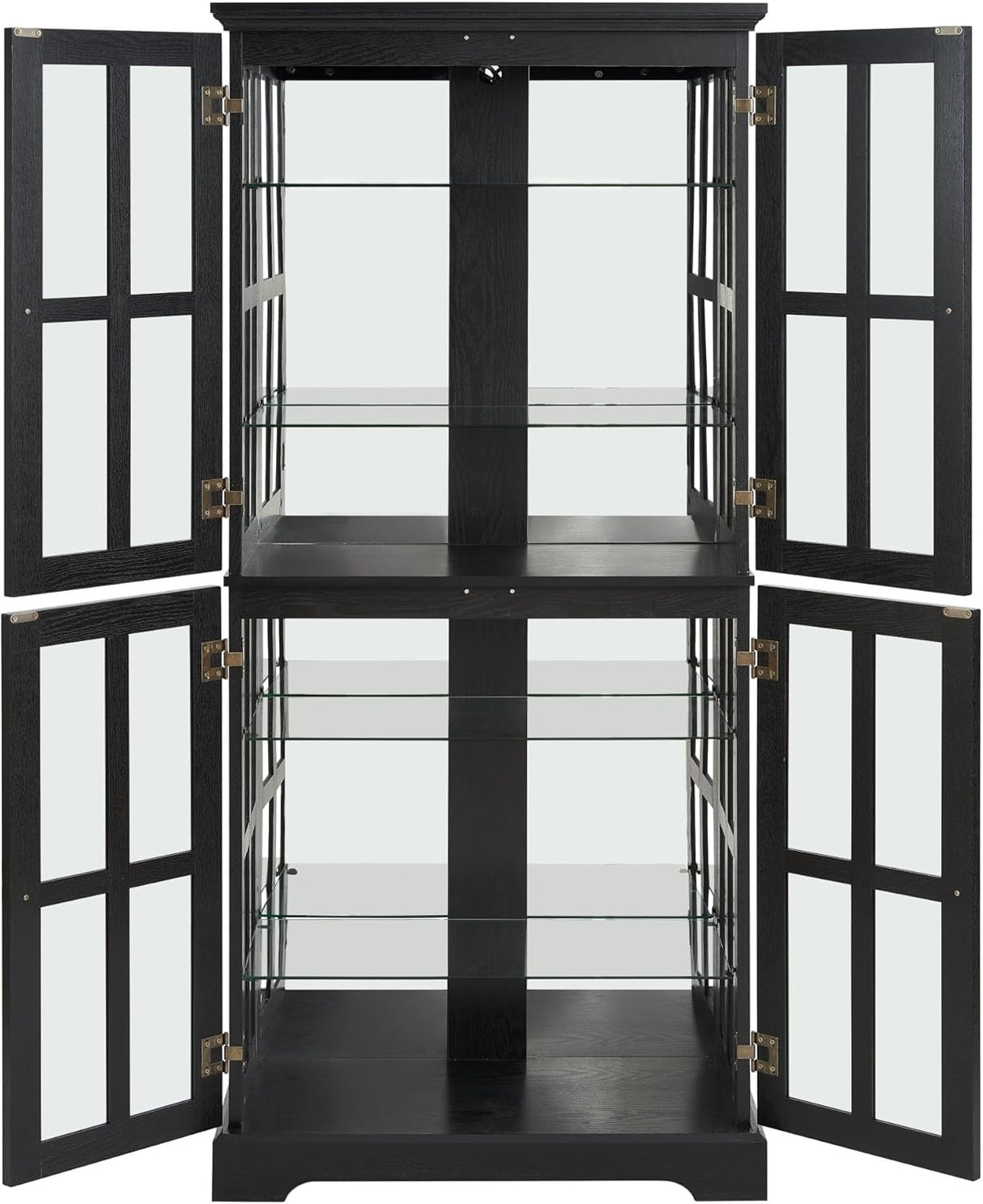 LuxyHoom Lighted Display Curio Cabinet Elegant China Cabinet Featuring 6 Shelves and 69 Inch Height for Premium Home Decor Storage Solutions(Black) LuxyHoom