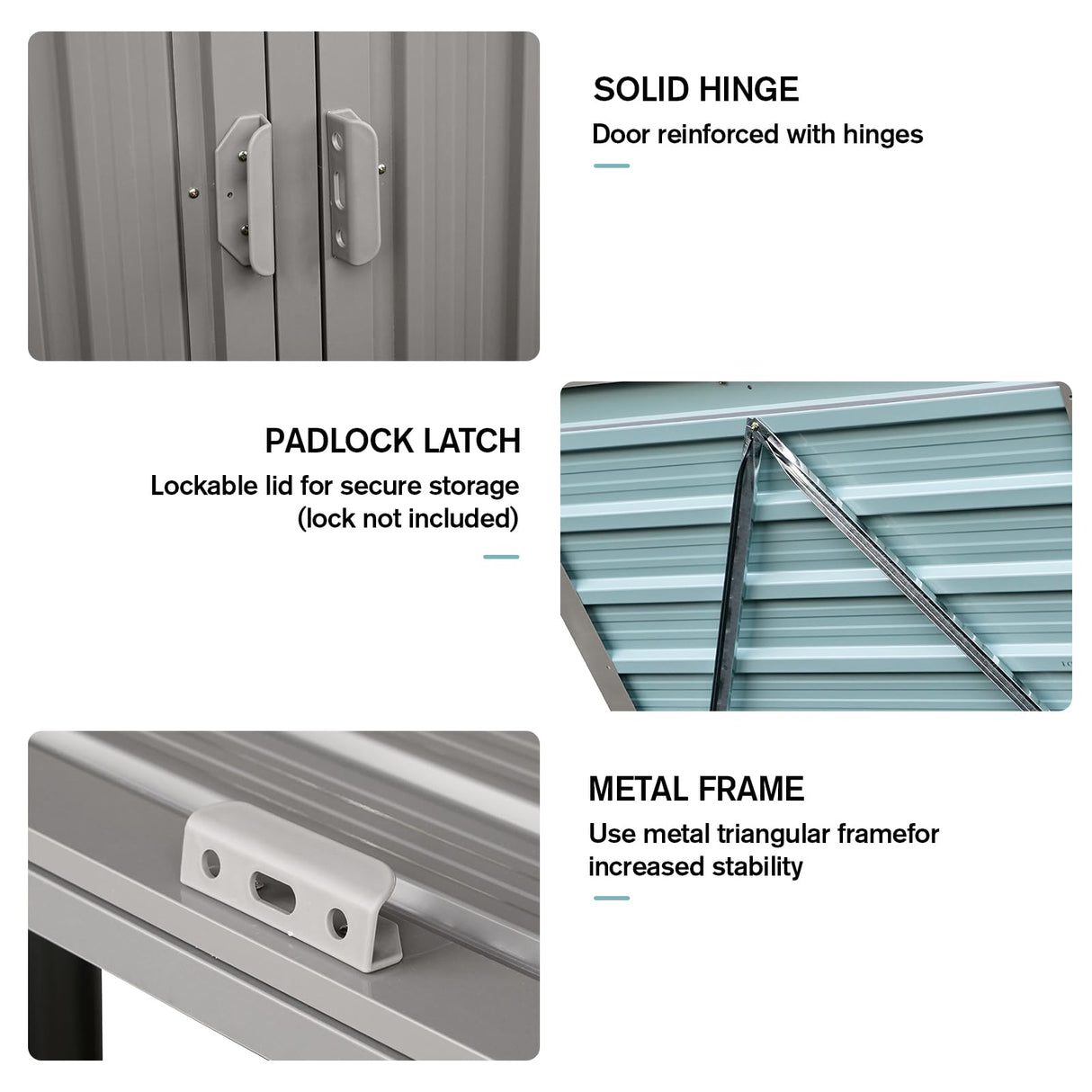 Outdoor Trash Can Storage, Storage Shed for 3 Trash cans and Tools,Waterproof Garbage Bin shed,Metal Trash Can Storage Shed Outdoor for Garden Yard(Light Grey-3 Doors) IMagacFun