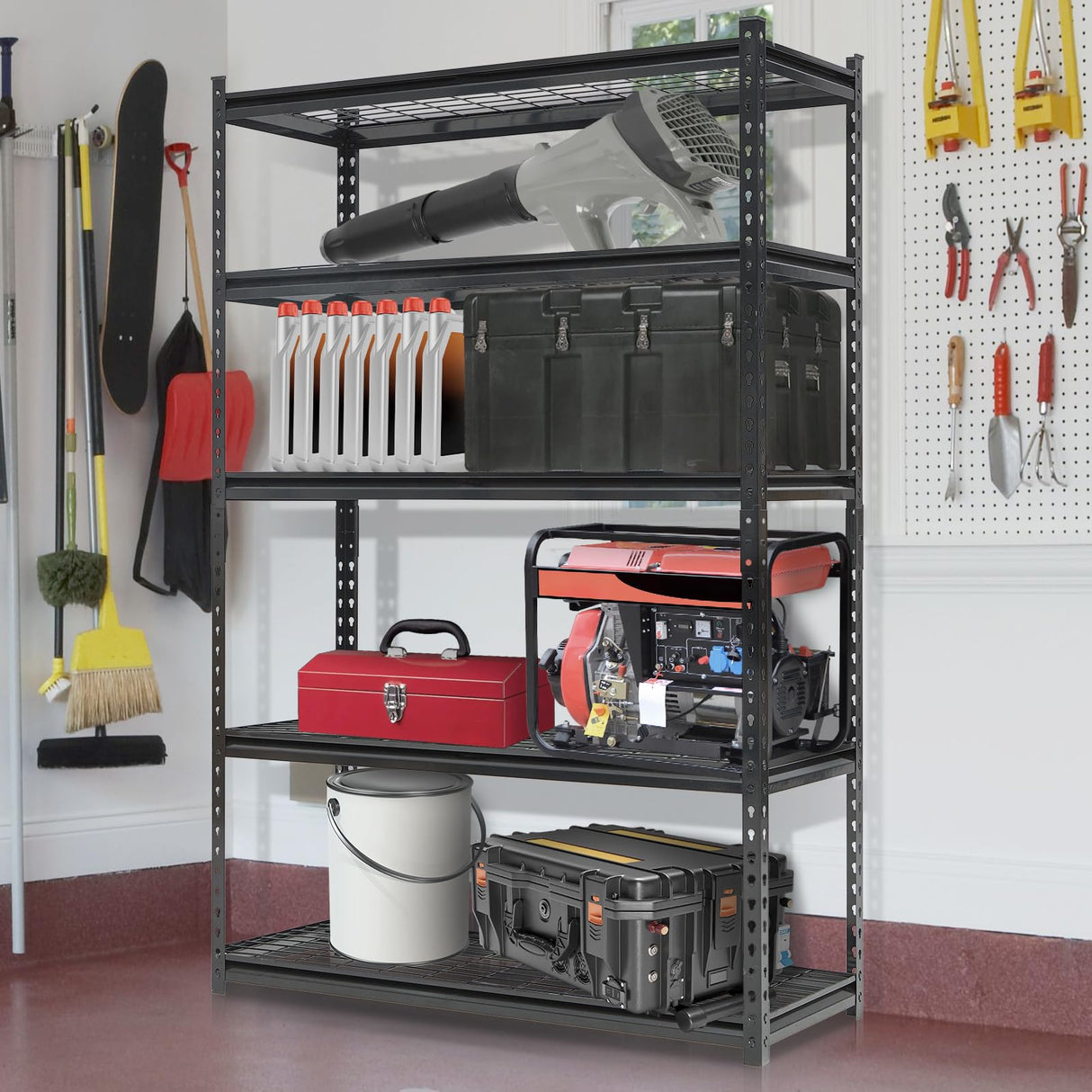 71" H/47 W/18 D Garage Shelving Heavy Duty, 2200LBS Garage Storage Shelves, 5-Tier Adjustable Metal Storage Rack for Industries, Warehouses, Basement Gaderth