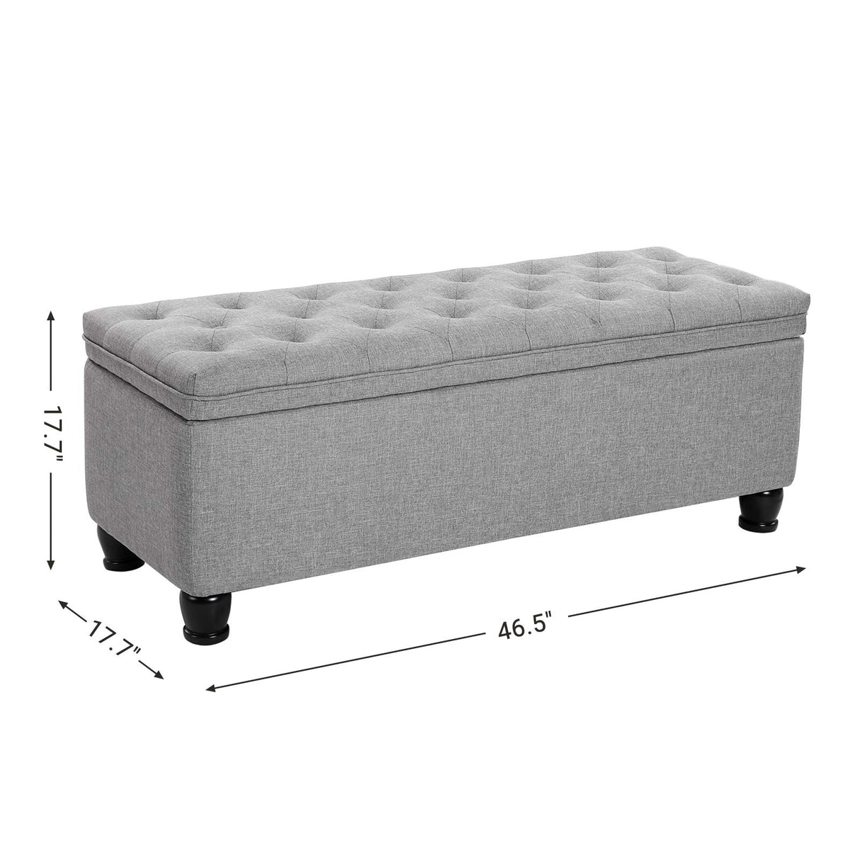 SONGMICS Storage Ottoman, Storage Bench, Tufted Entryway Bedroom Bench, 17.7 x 46.5 x 17.7 Inches, Hinges Easy Lid Operation, Wooden Legs, Linen-Look Cover, Loads 330 lb, Light Gray ULOM070G02 SONGMICS