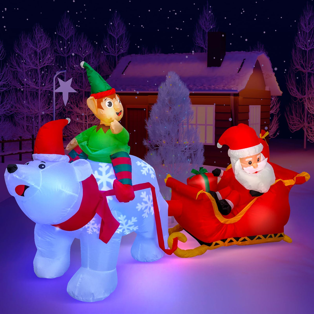 Max Fun 9.5Ft Christmas Inflatables Outdoors Decorations Santa Claus on Sleigh LEDs Build-in Blow Up Christmas Yard Inflatable Decoration for Outdoor Indoor Garden Lawn Max Fun