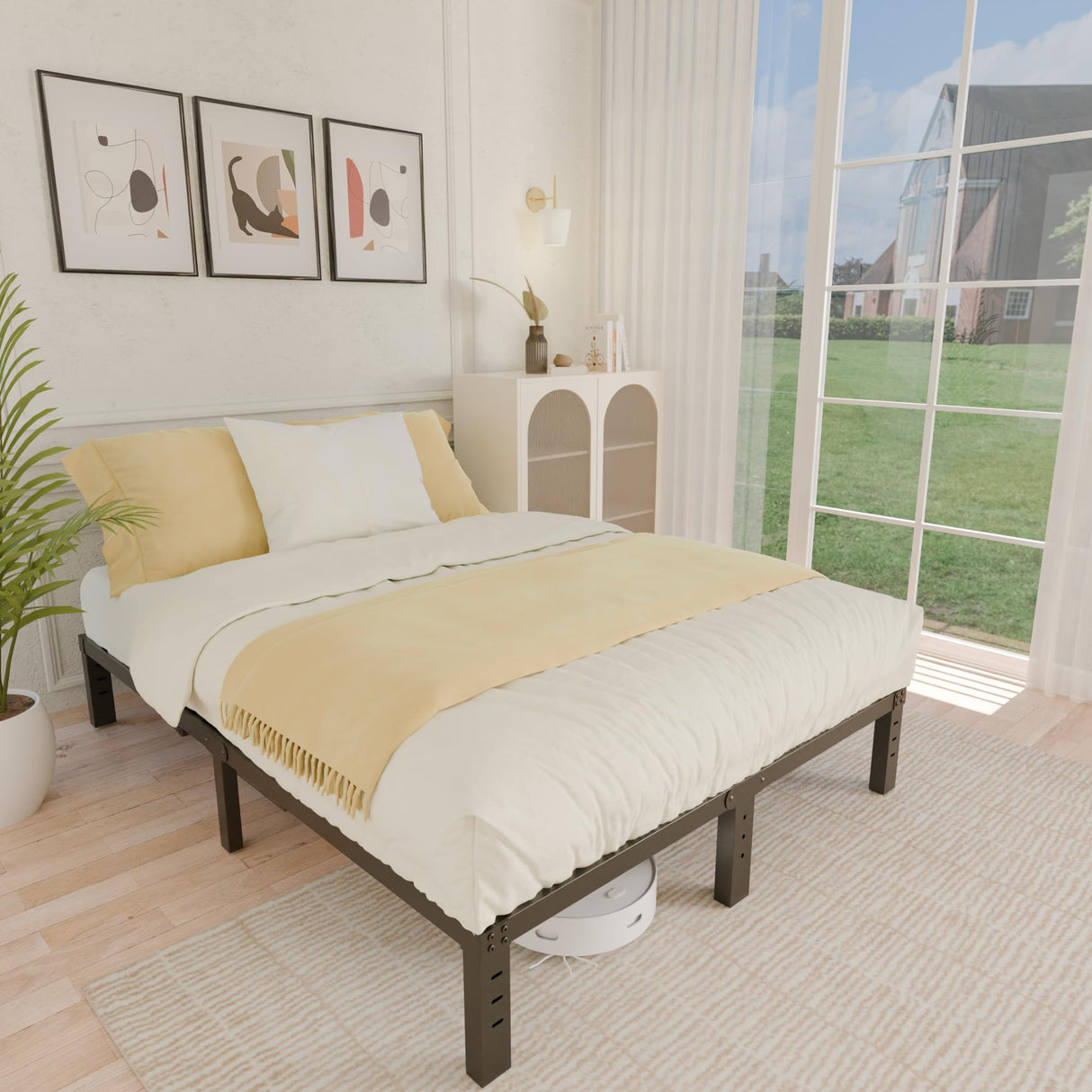 ALDRICH 10 Inch Metal King Size Bed Frame - Double Black Basic Steel Slats Platform, Easy Assembly Heavy Duty Noise Free Bedframes, No Box Spring Needed ALDRICH