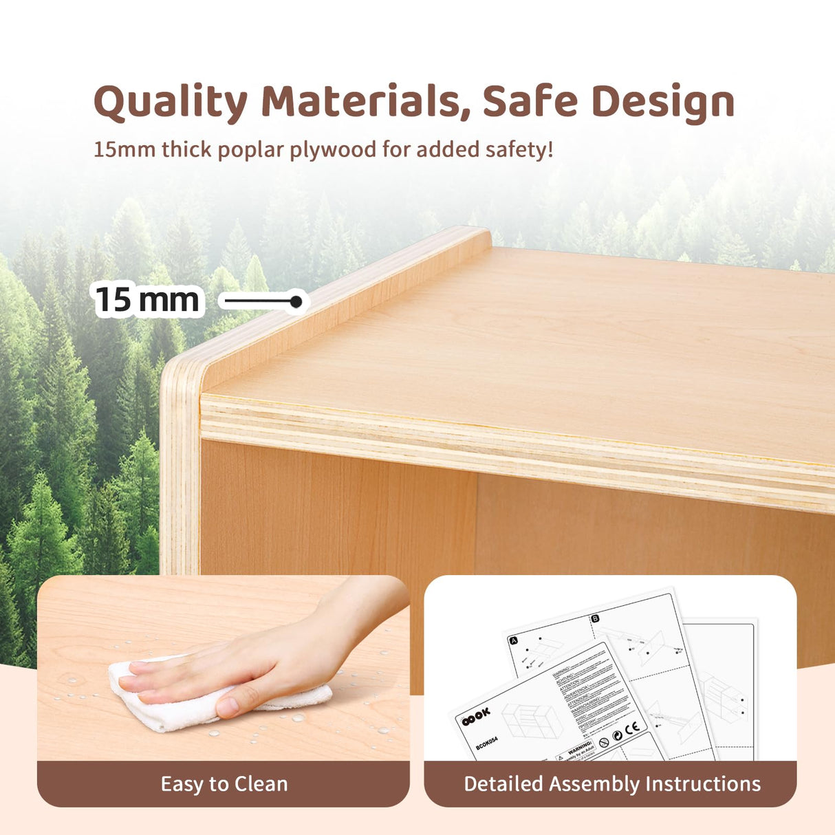 OOOK Montessori Bookshelf and Toy Storage Organizer, 2-Tier Horizontal Bookshelf, 5-Compartment Toy Storage Cabinet with Book Rack, Ideal Choice for Kids Classroom Organizer, Playroom and Daycare OOOK