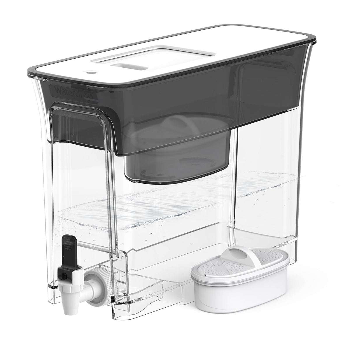 Waterdrop 35-Cup Slim Water Filter Dispenser, Large Capacity Water Filter Pitcher, 200-Gallon Long-Life, 5X Lifetime, Reduces Chlorine, PFOA/PFOS and More, BPA Free, Black (with 1 Filter) Waterdrop