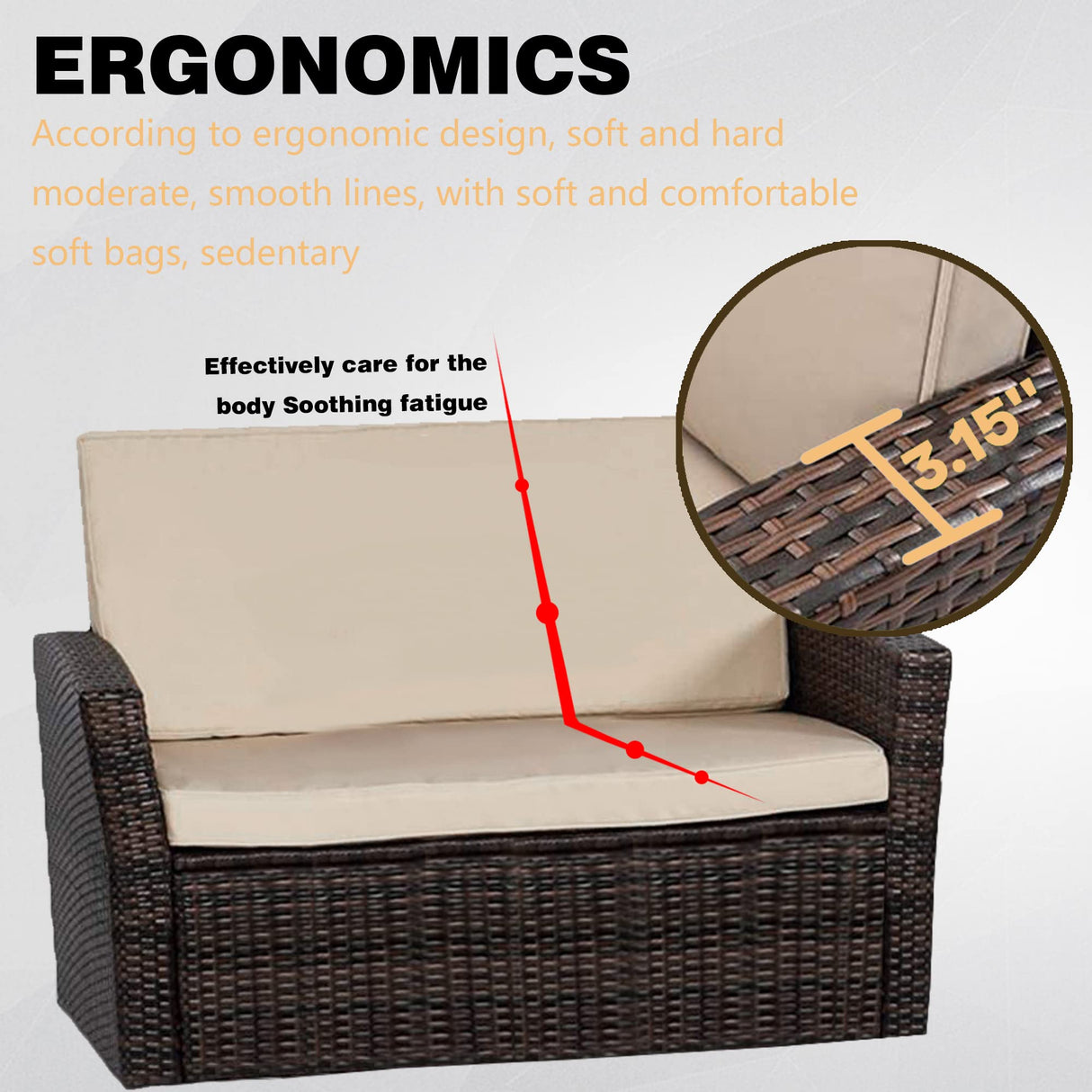 4 Pieces Patio Conversation Set, Outdoor PE Rattan Wicker Sofa Furniture Set with Soft Cushions and Glass Coffee Table for Backyard Lawn Garden Balcony Porch Poolside,Brown PayLessHere