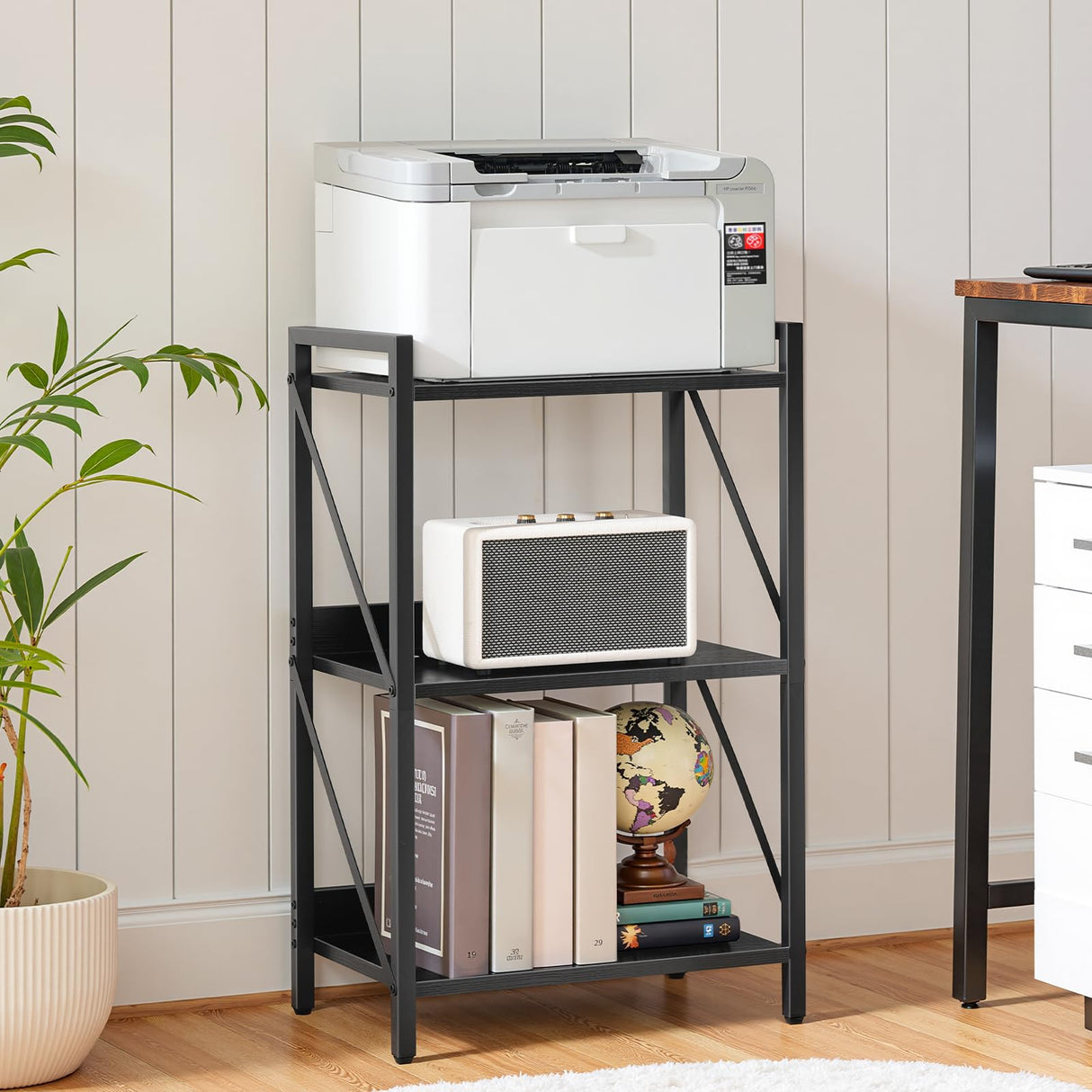 HOOBRO Bookshelf, 3-Tier Industrial Bookcase, Book Shelf Storage Organizer, Small Bookshelf with Metal Frame for Living Room, Bedroom, Home Office, Kitchen, Black BB71SJ01 HOOBRO