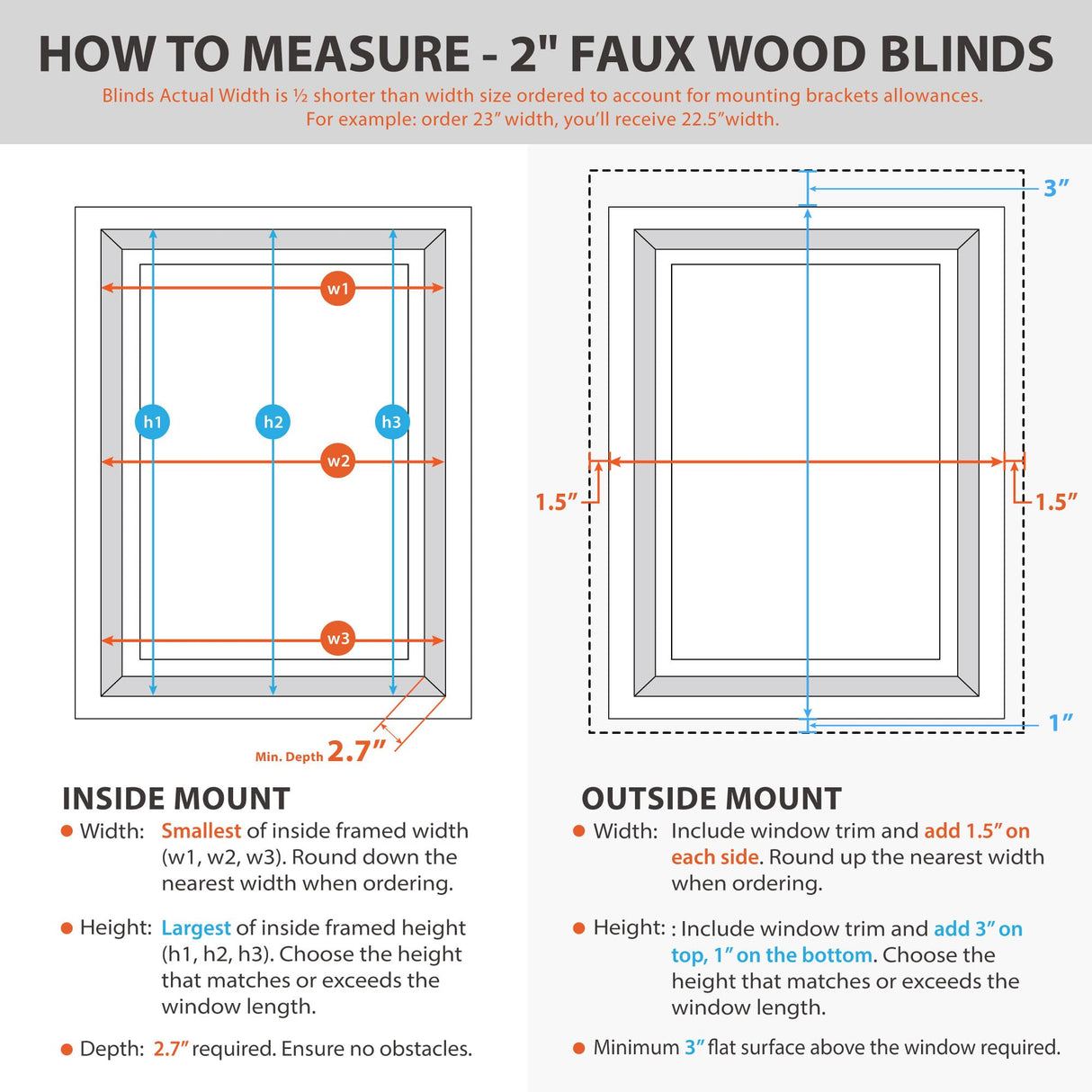 DEZ FURNISHINGS Cordless 2" Signature Faux Wood Blind, 31" W x 64" H, Snow White DEZ FURNISHINGS