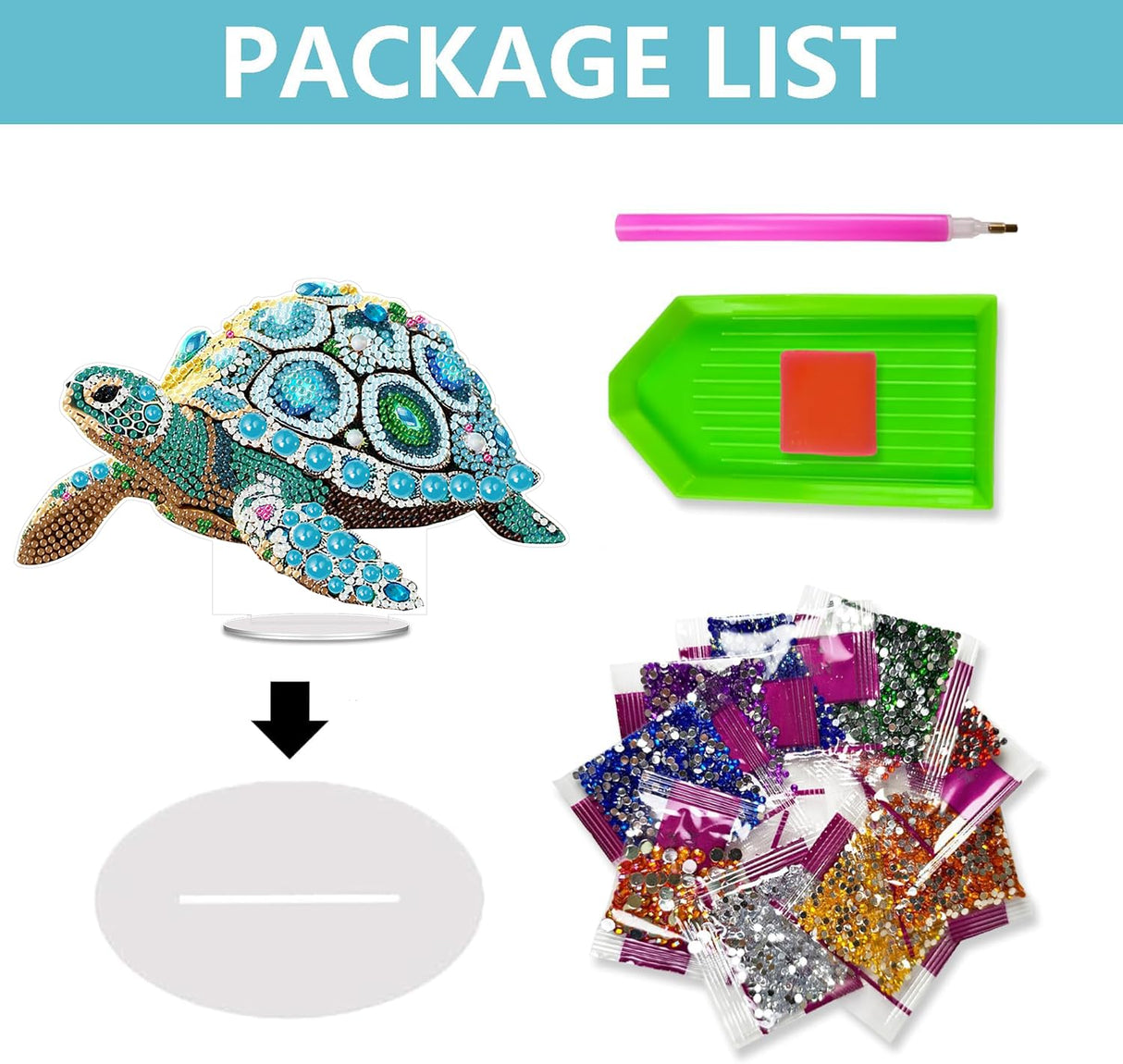 ARPADAMO Diamond Art Tabletop kit for Adult,DIY Diamonds Painting kit,Sea Turtles Diamonds Painting for Adult, 7.8x4.7 inch Acrylic Diamonds Painting Board Kit, Special Crystal Diamond ARPADAMO