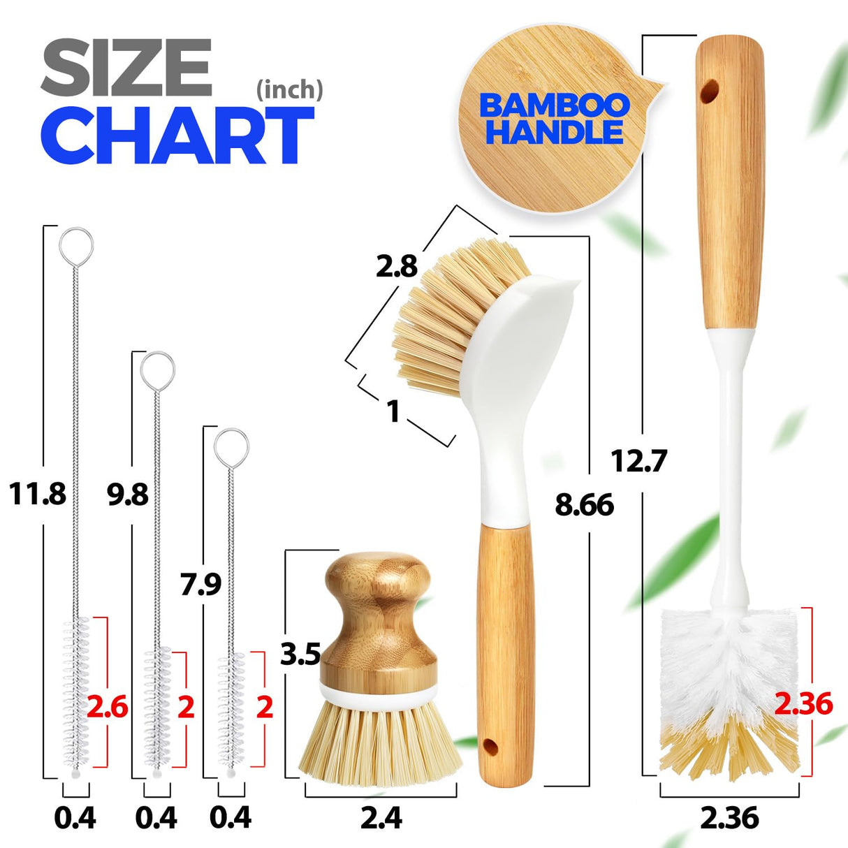 Holikme 6 Pack Dish Brush Scouring Pad Set with Bottle Brush, Dish Brush, Palm Scrub Brush and Straw Brush, Dish Scrubber Long Handle for Dish Bottle Cup Skillet Wok Pot Pan Cast Iron, Yellow Holikme