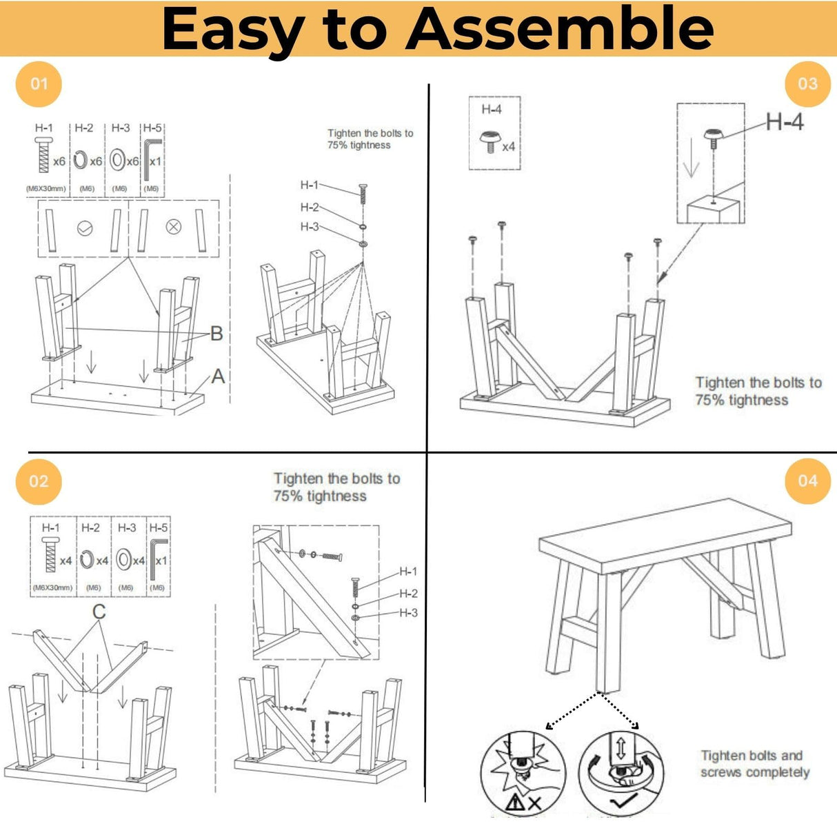 DM Furniture 30" Farmhouse Wood Bench, Solid Wood Entryway Bench Seat Rustic Wooden Entry Way Bench Indoor for Living/Dining Room, Small Hallway Bench, Porch, Handcrafted, Walnut DM Furniture