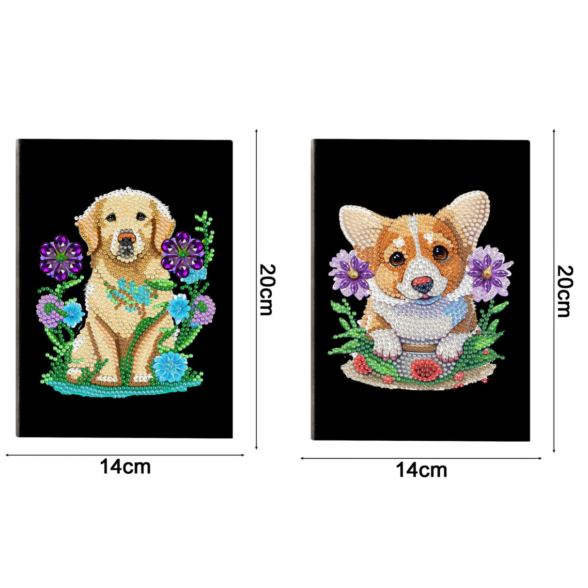 MaiYiYi 2 PCS Dog Notebook Diamond Painting Kit Cute Dog Diary Book Diamond Art Pet Dog Notepad Diamond Painting by Numbers for Study Home Office Art Drawing (20X14 CM) MaiYiYi