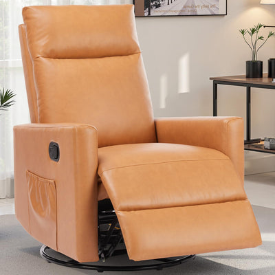 SMUG Swivel Rocking Recliner Chair with Extra Large Footrest High Back, Upholstered Glider Nursery Chair for Living Room, Bedroom & Nursery, Comfortable Deep Seating for Relaxation, Brown Seating