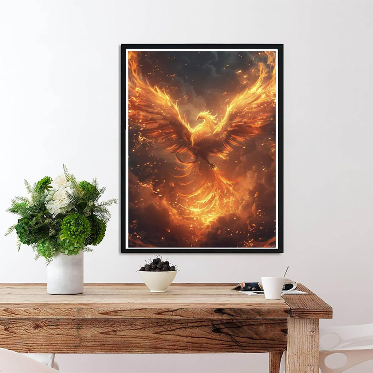 EATUKYIC Phoenix Diamond Art Kits for Adults, Diamond Painting Animals Diamond Art Kits, 5D Diamond Dots Gem Art Crafts Round Diamond Painting, for Home Wall Decor Gifts Hobbies for Women 12x16 inch EATUKYIC